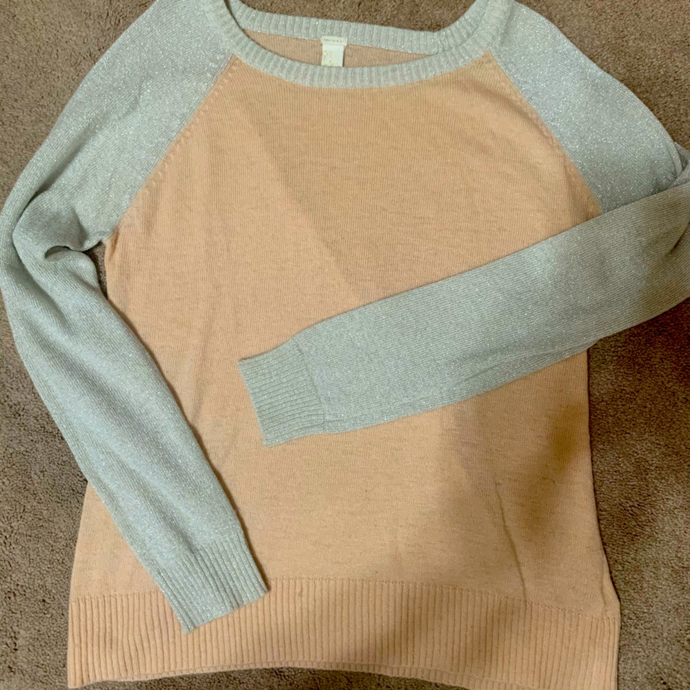 Forever 21 peach and silver sparkle sweater